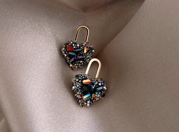 Colorful Crystal Heart Earrings | Gift for her | Heart Stud Earrings | Multi Color Earrings