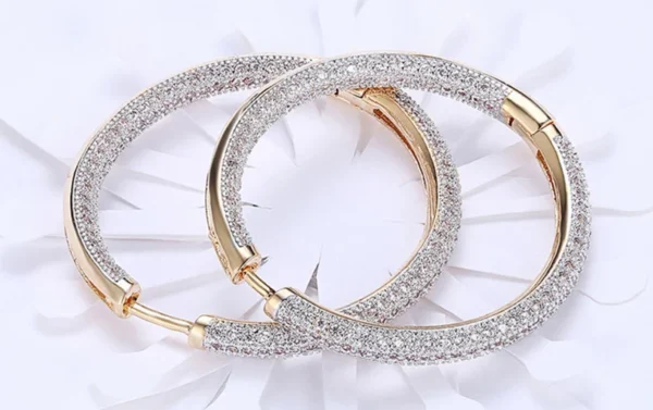 Gold Hoop Diamond Earrings | 925 Sterling Silver | 18k Earrings | Gift for her | Gold Earrings