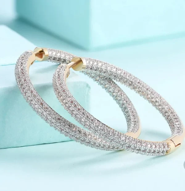 Gold Hoop Diamond Earrings | 925 Sterling Silver | 18k Earrings | Gift for her | Gold Earrings