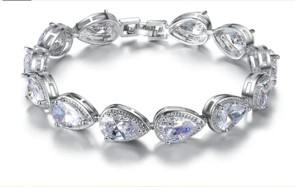 Teardrop Elegant Crystal Bracelet | 925 Sterling Silver | Gift For Her | Delivered in Gift Box.