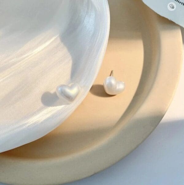 Heart Pearl Stud Earrings | 925 Sterling Silver | Gift for her