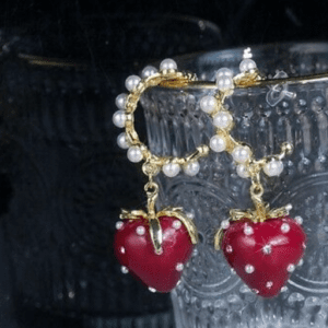 big strawberry pearl earrings