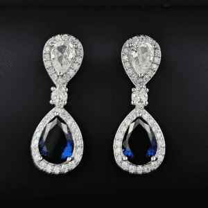 Blue Sapphire Diamond Earrings