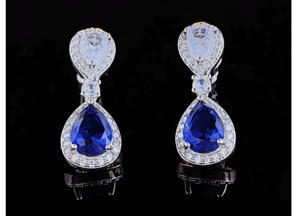 Blue Sapphire Diamond Earrings