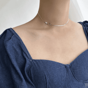 Bow Silver Choker Necklace