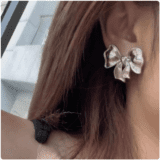 Big Bow Tie Silver Earrings